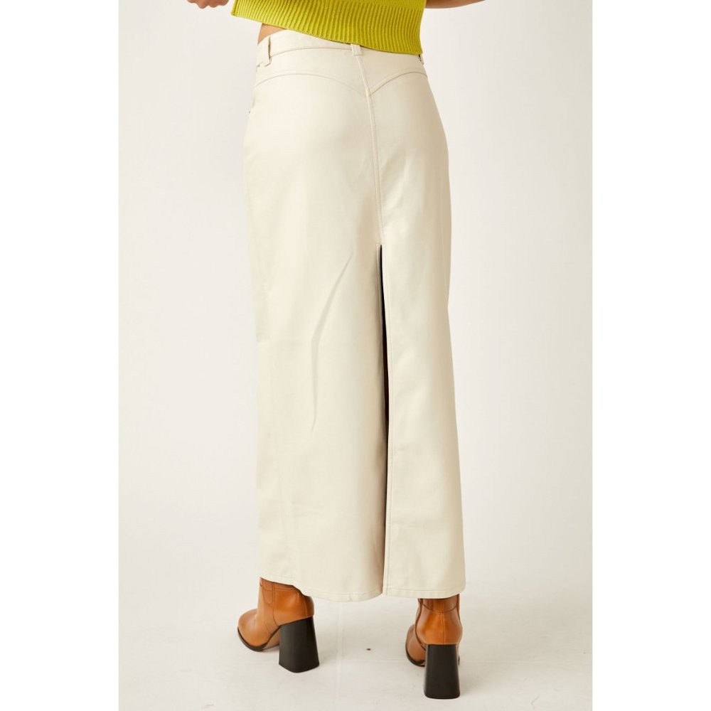 FREE PEOPLE City Slicker Vegan Maxi Skirt / Nilla Cream - Picture 4 of 12
